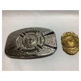 Volunteer Fireman dress belt buckle, 3.75", pin