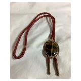 Tigers eye bolo tie with rope cord