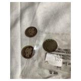 3 Barber dimes, 1913 N/M, 1899 N/M, 1916 N/M
