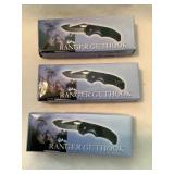3 Frost Cutlery Ranger Guthook folding knives,
