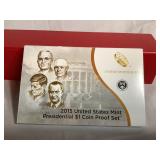 US mint presidential $1 coin proof set 2015, w/COA