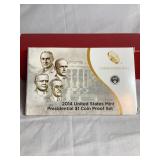 US mint presidential $1 coin proof set 2014, w/COA