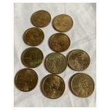 (10) 2000p Sacagawea dollar coins, some w/Curtï¿½s