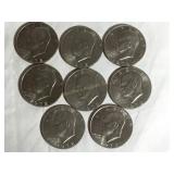 8 Eisenhower dollar coins - 1972
