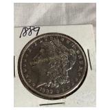 1889 Morgan silver dollar