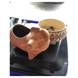 Terra cotta pig planter & southwest planter
