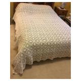 Vtg. Handmade crocheted bedspread by Marie Bautro