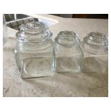 3pc. Glass canister set (tallest 6.5')