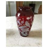 Anchor hocking ruby red glass vase 9'