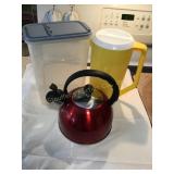 Rubbermaid plastic pitcher,container & metal