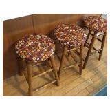 3 Wood Barstools 24'h (no shipping)