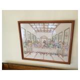 Framed embroidered last supper 18'x21'