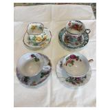 4 Tea cup & saucer sets - cherry china,royal