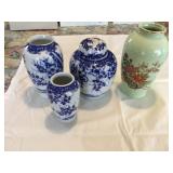 Ginger jar,3 vases ( tallest 6')