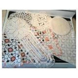 5+ Hand crocheted doilies,runner,table scarf,etc.