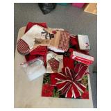 Christmas rug, candle, lamps, cards, towels etc