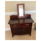 Wood dry sink/server, 32.5x31x18ï¿½ & mirror,