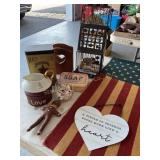 Misc  Americana decor, cork holder, tins etc