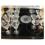15+ Fostoria glass etched cornucopia, mayflower