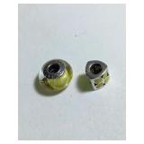 2 Sterling core Pandora beads, .24 oz.