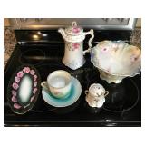 5+ pc Handpainted serving bowl,lidded pitcher,