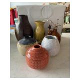 6 Stoneware/ ceramic jugs vases 8'ï¿½ tallest