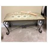Vanity bench, 33'W, rod iron base w/ hanger