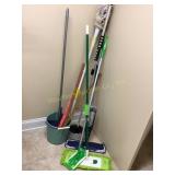 Cleaning supplies- mops, Swifters, Bona floor