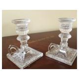 2  Viking glass ? Finger tip candlesticks 5.5'h
