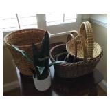 Wicker baskets & faux plant