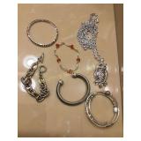 Silver tone costume jewelry- RMN owl,bracelets,etc