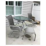Outdoor Patio table with two chairs, foot rest,