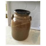 Brown stoneware jar, 8'H