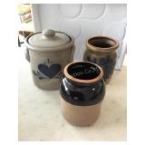 3 Crocks, 2 show wear & cracks, Rockdale, etc.