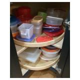 Contents of cabinet - Tupperware, plastic