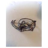 Sterling silver Floral Rose brooch 2.5'w .55oz.