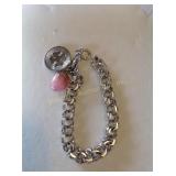 Sterling silver bracelet 7' w/stone & clover