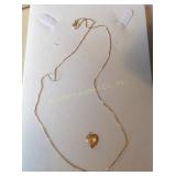 14kt. Gold Necklace 18' w/heart charm 1/2'l .05oz.