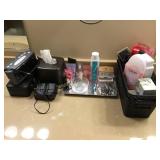 Tissue box,soaps,hand creams,alarm clocks,jewelry