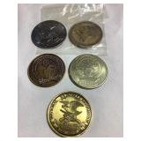 5 Collectible medallions- RMEF, NRA, NAHC, etc.