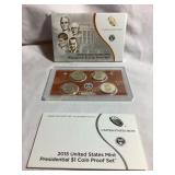 4pc 2015 US mint presidential $1 coin proof set