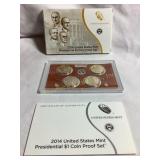 4pc 2014 US mint presidential $1 coin proof set