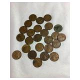 25 1920-1929 Indian head wheat one cent coins