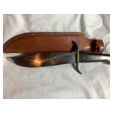Western Bowie knife,9" blade w/leather sheath