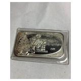 1974 "Merry Christmas" silver art bar, US Silver