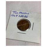 Two headed penny, 1967 & 1970