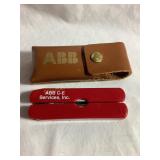 ABB Services utility knife, w/leather case,  new