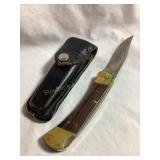 Buck #110 knife, 3.75" blade, w/leather sheath