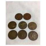 8 1900-1904 Indian head one cent coins