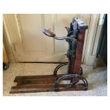 Vintage hand operated barn beam drill press,